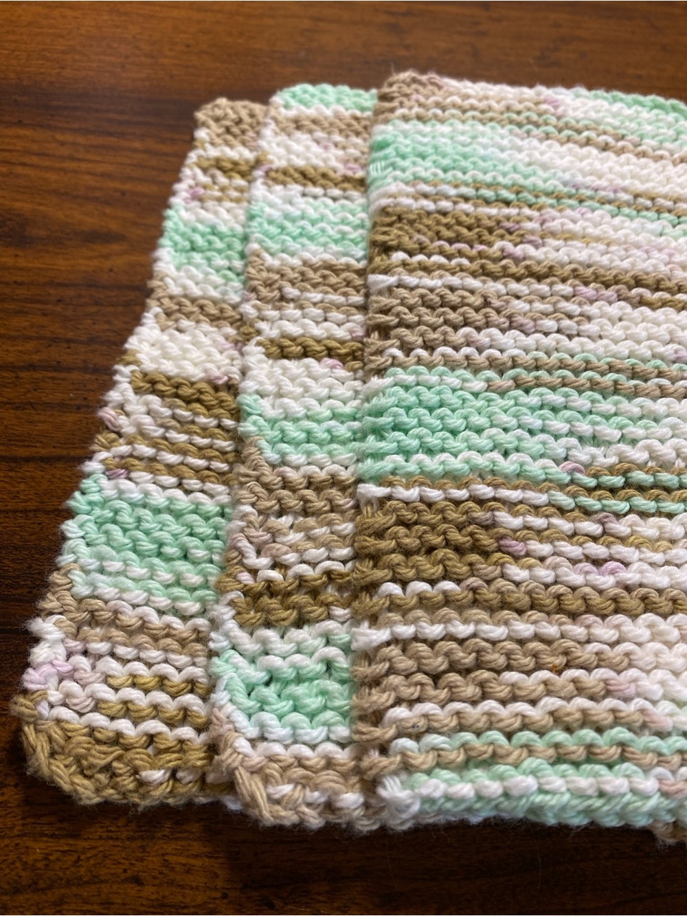 Three Hand Knit Cotton Dishcloths